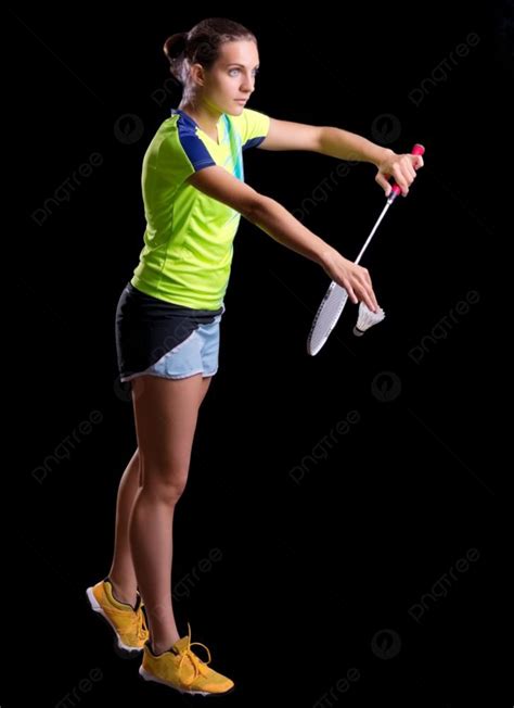 Young Woman Badminton Player Isolated Photo Background And Picture For