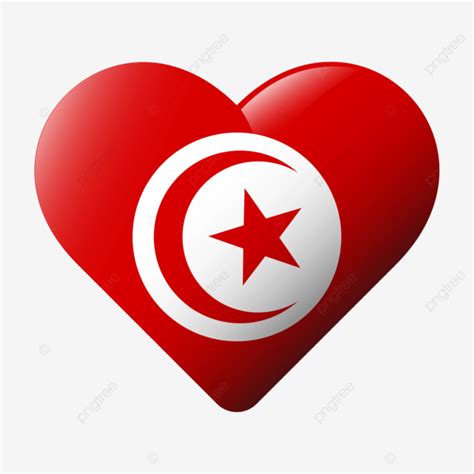 Tunisia Flag Love Shape Vector Transparent Background Tunisia Flag