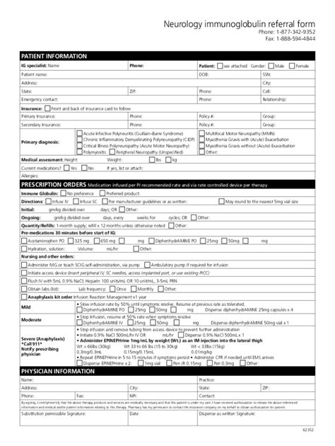 Fillable Online Fillable Online Neurology Immunoglobulin Referral Form