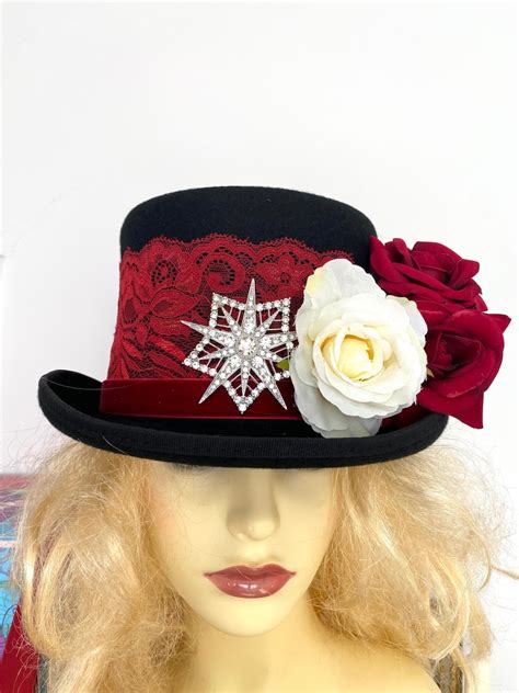 BLACK TOP HAT Red Lace Wedding - Etsy