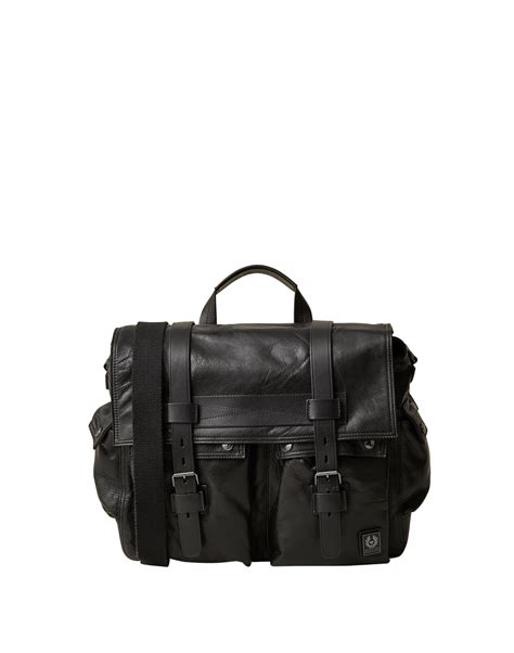 Classic Belstaff Colonial Messenger Shoulder Bag In Black Gotlands