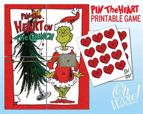 Grinch Inspired Pin the Heart: Printable Game * Digital File * Includes ...