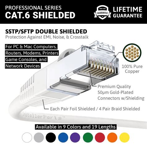 Ethernet Patch Cable CAT6 Cable Shield - White - Professional Series