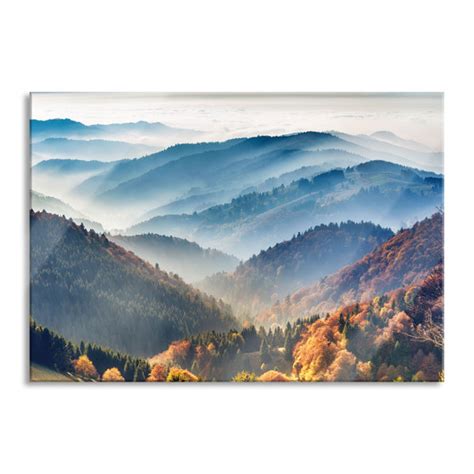 Union Rustic Glasbild Nebelige Berglandschaft Im Herbst Wayfair De