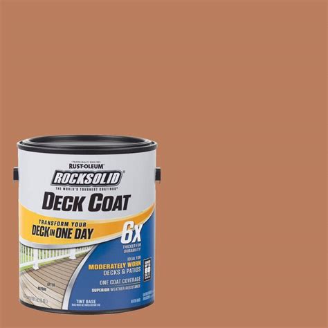 Rust Oleum Rocksolid 1 Gal Cedarstone Exterior 6x Deck Coat 319626 The Home Depot