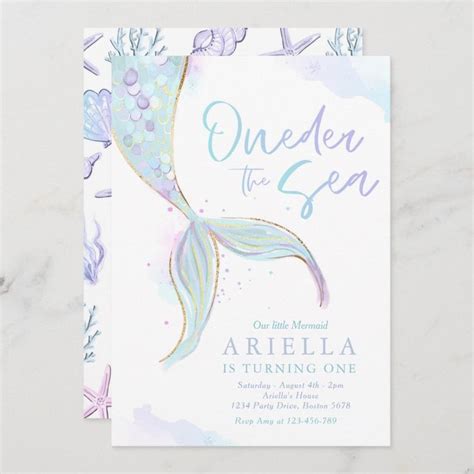 Mermaid St Birthday Party Oneder The Sea Mermaid Invitation Zazzle