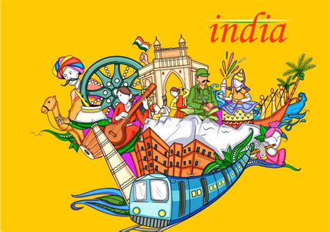 Indian Collage Illustration Showing Culture Tradition And Festival Of