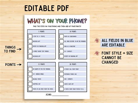 What's on Your Phone Game, Birthday Printable, Bridal Shower Game