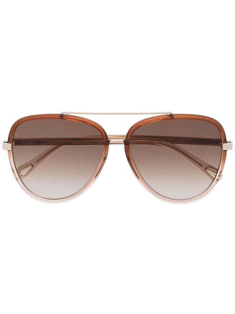 Chloé Pilot Frame Sunglasses Brown Editorialist