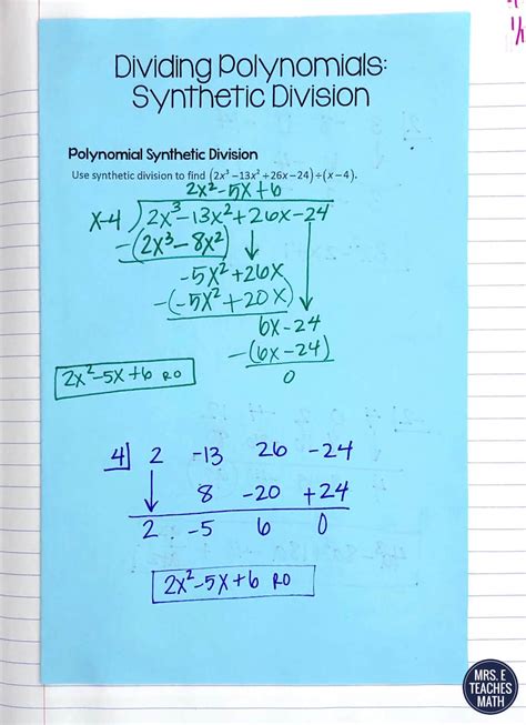 Polynomial Division INB Pages | Mrs. E Teaches Math