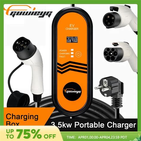 Guwieyg Portable Ev Charger A Phase Kw M Ev Charger Fit For