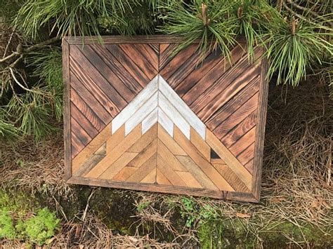 Rustic Single Mountain Sunrise Wood Wall Art Wood Wall Art Reclaimed