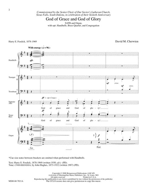 God Of Grace And God Of Glory Downloadable Full Score Choir