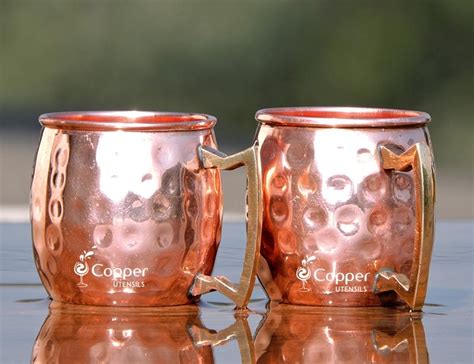 Set Of Two Hand Hammered Copper Mini Mugs