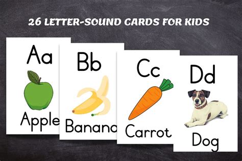 A Z Letter Sounds Flashcards For Kids Graphic By Literacy Archives