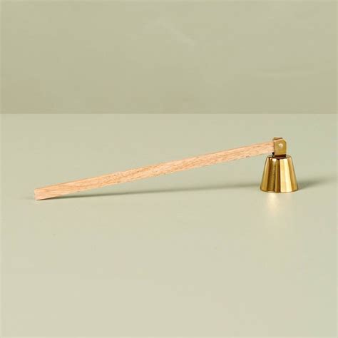 Metal Wood Candle Snuffer Brass Brown Hearth Hand With Magnolia