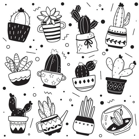 Página 7 Vectores e ilustraciones de Cactus blanco y negro para