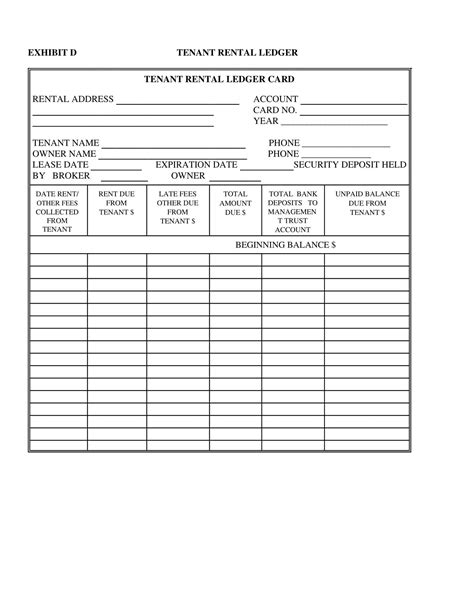 Free Printable Rental Ledger Template Excel Word PDF Google Sheets