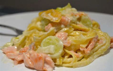 Tagliatelles Aux Poireaux Et Au Saumon Plat Et Recette Recipe