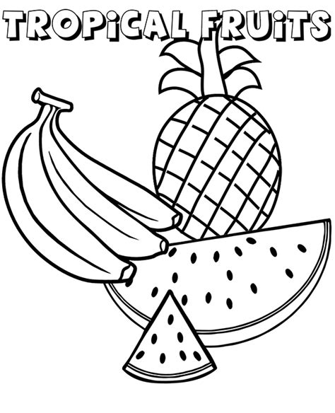 Tropical Fruit Coloring Page