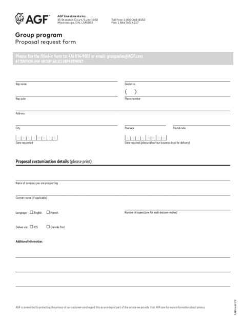 Fillable Online AGF Group Program Proposal Request Form Fax Email