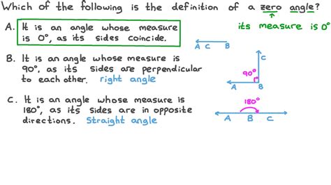 Question Video: Identifying the Definition of the Zero Angle | Nagwa