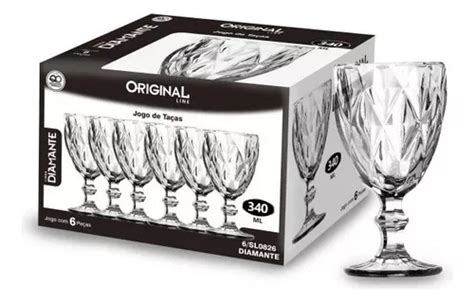 Jogo De Taças Original Line Diamante 6 SL0826 6 Peças 340 Ml Cor