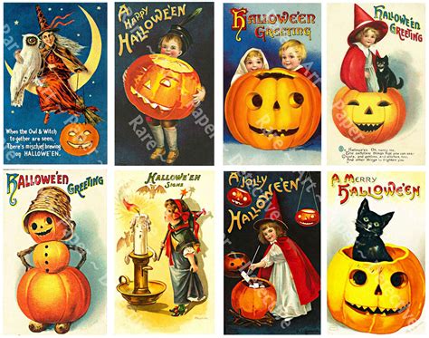 Halloween Holiday Stickers, Vintage Halloween Postcard Decals & Spooky ...