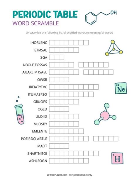 Periodic Table Of Elements Word Scramble