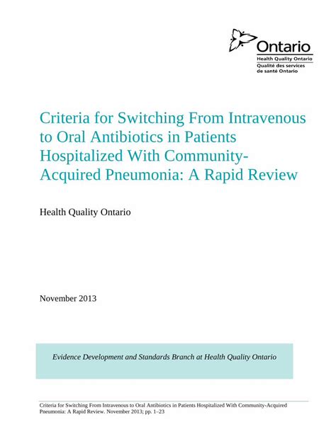 PDF Criteria For Switching From Intravenous To Oral Criteria