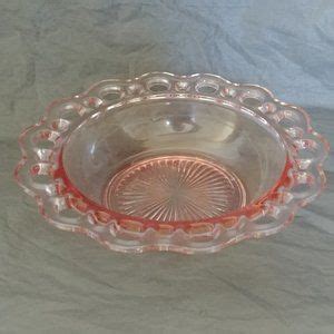 Accents Vintage Old Colony Lace Edge Pink Depression Glass Ribbed