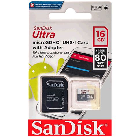 Cartão Micro Sdhc 16gb Ultra Sd Sandisk Classe 10