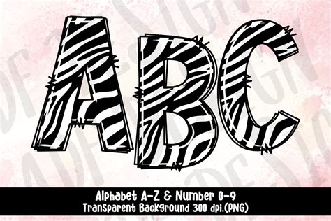 Zebra Doodle Font Alphabet Number Png Graphic By Adf Design · Creative