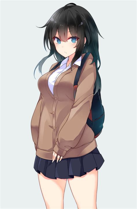 Safebooru 1girl Backpack Bag Bangs Black Hair Black Skirt Blue Eyes