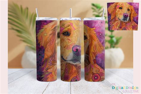 Golden Retriever Tumbler Wrap Graphic By Lizballew Creative Fabrica