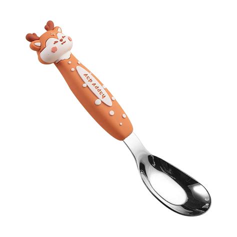 Cheaalet Cute Cartoon Ingot Baby Spoon Stainless Steel Feeding Set