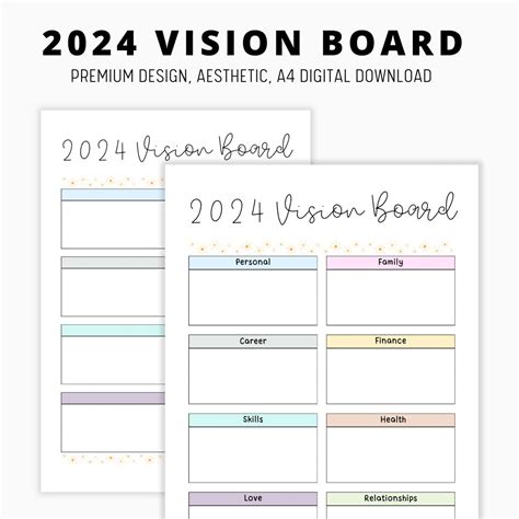 Printable Vision Board Vision Board Template 2024 Dream Life Planner