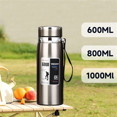 Garrafa 600ml 800ml 1000ml Inox Térmica Infusor Prata Dourada De