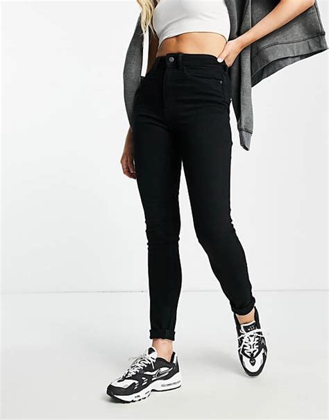 Noisy May Premium Callie High Waist Skinny Jeans In Black Asos