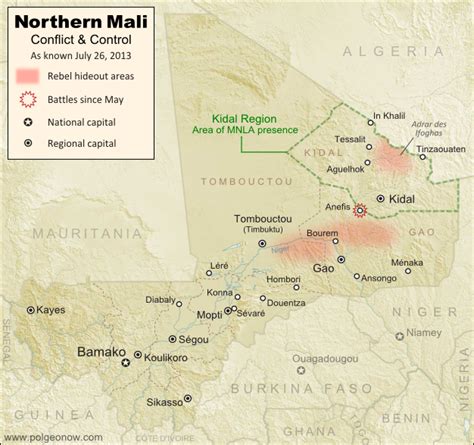 Mali Conflict Map: National Territory Reunited Ahead of Elections (July 2013) - Political ...