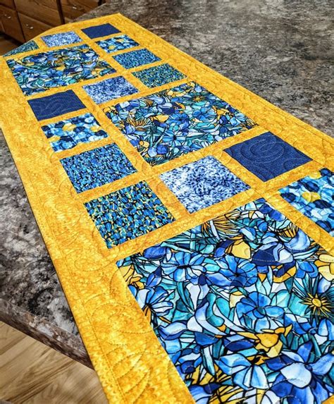 Quilted Table Runner Stained Glass Table Runner Etsy