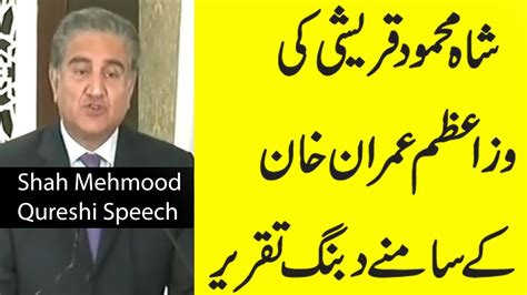 Foregin Minister Shah Mehmood Qureshi Today Speech Front On PM Imran