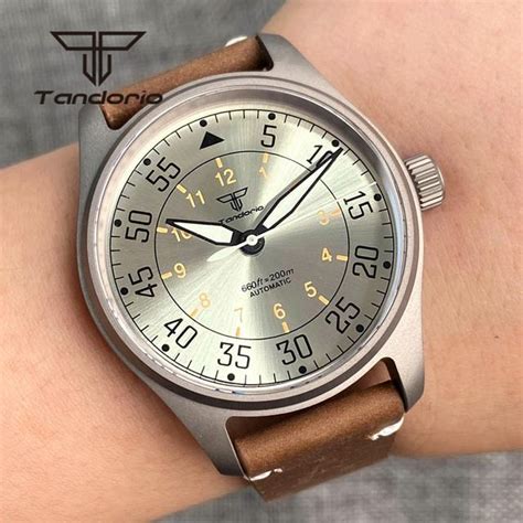 😀 Tandorio Titanium Pilot Style 39mm 200m Mens Automatic Dive Watch