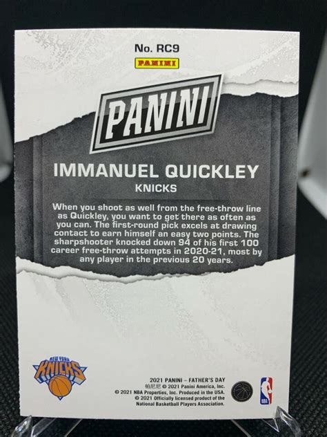 Panini Father S Day Immanuel Quickley Knicks Rookie Rc Rc Ebay