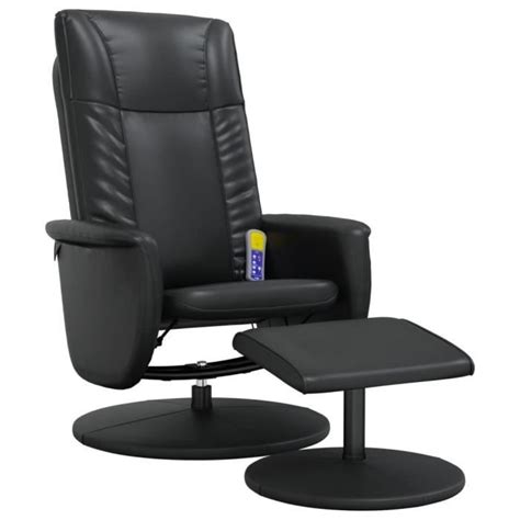 Drfeify Fauteuil Inclinable De Massage Avec Repose Pied Noir Similicuir