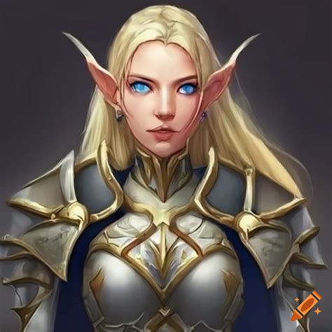 Female High Elf Paladin Blonde Hair Blue Eyes Sunshine On Craiyon