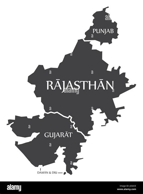 Punjab Rajasthan Gujarat Daman And Diu Map Illustration Of Indian