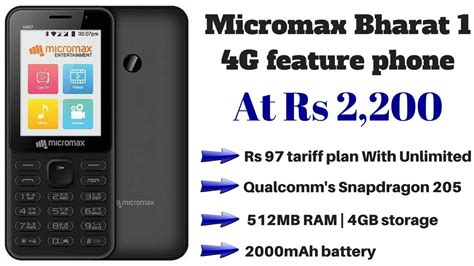 Micromax Bharat G Feature Phone Launched At Rs Rs Tariff