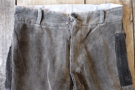 Vintage S S French Taupe Grey Brown Corduroy Patched Repaired