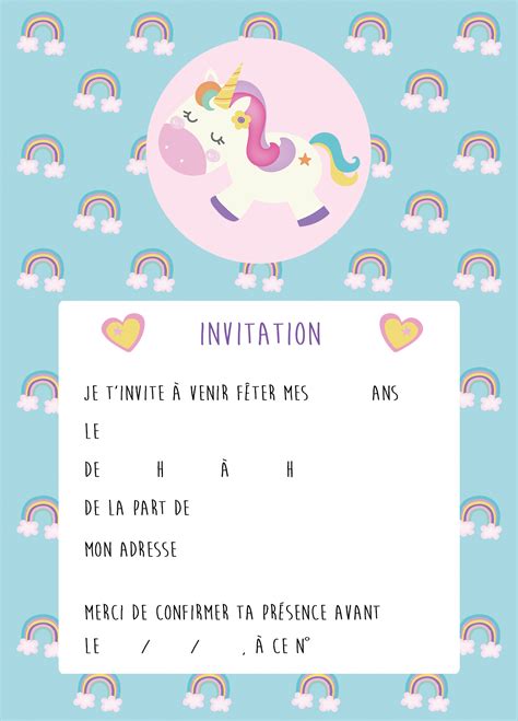 Invitation Anniversaire Fille 10 Ans Licorne Invitation Magique Pour